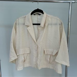 Zara Cream Boxy Button Down